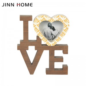 Jinn Home LOVE နှလုံးသားဓာတ်ပုံဘောင်ဖြင့် သစ်သားစာ သင်္ကေတများ