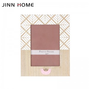 Jinn Home 5x7インチ 彫刻入り木製フォトフレーム ホワイトペインティング