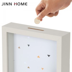 DIY خشبية صندوق المال الزجاج أصبع البنك 3D الظل مربع الإطار