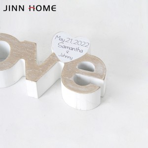 Jinn Home LOVE Taula de fusta tallada Lletres Ornaments Regal d'aniversari