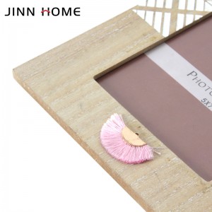 Jinn Home 5x7 in მოჩუქურთმებული ხის ფოტო ჩარჩო თეთრი ფერწერა