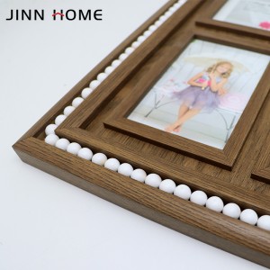 Marc de fotos de decoració de perles blanques de collage de fusta creatiu de 4 peces de 4 x 6 polzades