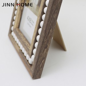 4x6-palčni lesen ustvarjalni okvir za fotografije z belimi biseri
