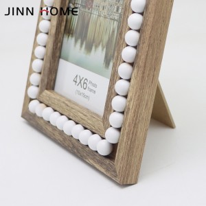 Marc de fotos de decoració de perles blanques de fusta fosca de 5 x 7 polzades
