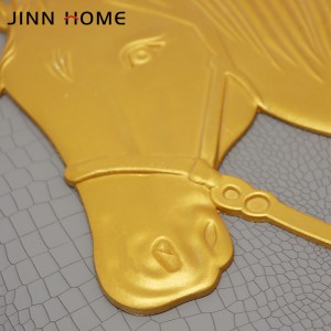 Jinn Home Gold Horse Decor Wall Дървена рамка за снимки Кожена подложка