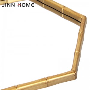 Χρυσό Εξάγωνο Σετ Μπαμπού με 3 Διακοσμητικό Τοίχο Κρεμαστό Καθρέφτη