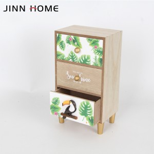 Drawer Type Toucan Design Mini Wooden Organizer Box