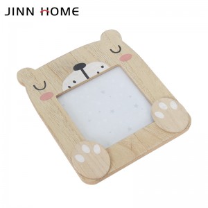 4x4inch Wood Color Bear Shape Wooden Photo Frame