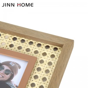 4x4 инча дървена рамка за снимки от бамбуков ратан