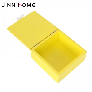 Jinn Home Caixa d'emmagatzematge de fusta pintada de groc Caixa de records decorativa amb tapa
