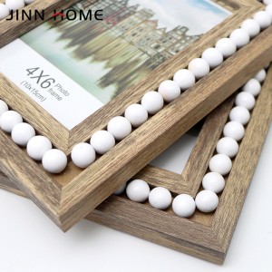5x7inch Madilim na Kulay ng Kahoy na Wooden White Pearl Decor Picture Frame