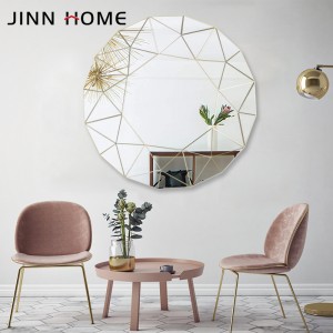 Home Decorative Cilik Wall Hanging Round Gold Mirror Design Simple Octagonal