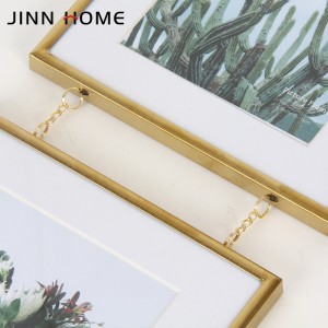 Double Couplets Chain Connection Square Gold Floating Metal Line Frames