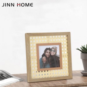 4x4 tommu Wood Color Bamboo Rattan Wooden Photo Frame