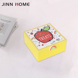 Jinn Home Caixa d'emmagatzematge de fusta pintada de groc Caixa de records decorativa amb tapa
