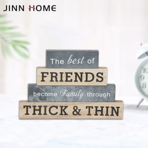 Jinn Home 4PCS Rectangle Table in Wood Signs Letter Blocks For Kids