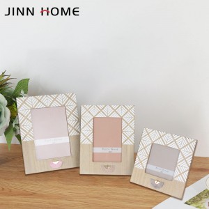 قاب عکس چوبی حک شده نقاشی سفید Jinn Home 5x7in