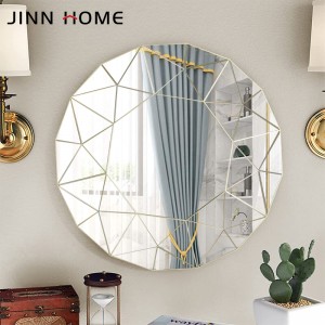 Home Decorative Small Wall Hanging Round Gold Mirror Design Simple Achthoekige