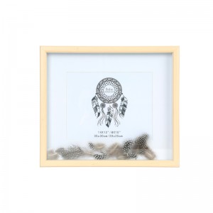 Caja de sombra de madera Vitrina Marcos de fotos Color de madera con tapete blanco