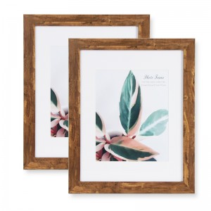 Marco de fotos Scholartree de madeira marrón 11×14 con alfombra branca