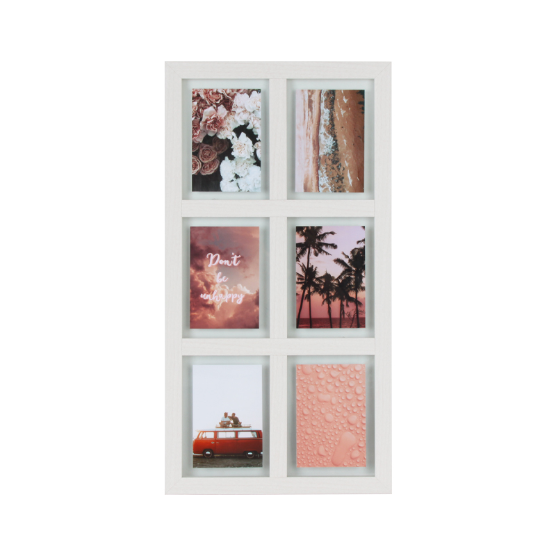 Marc de collage de paret de fusta blanca amb 6 espais de finestres