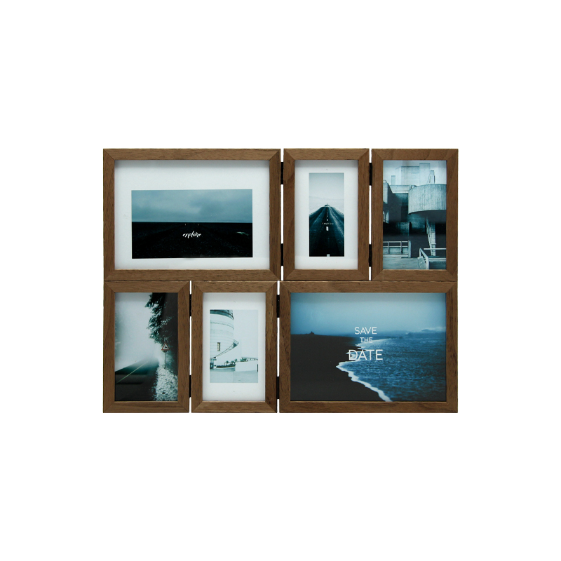 5 × 7 Inches MDF Walnut Collage Photo Frame Hinge Folding