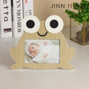 מסגרת תמונה לתינוק 4×4 מסגרת תמונה מעץ בצורת צפרדע, מסגרת תמונה לשולחן עבודה לתינוק, ילדים