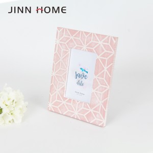 Jin Ngarep 4x6in Rustic Pink Painted Wooden Photo Frame Line Ukiran