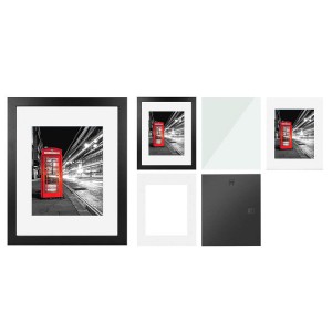 4X65X7 A411x14 црна рамка за слика со стакло отпорно на кршење – прикажува 8×10 фотографии со мат или 11×14 без подлога