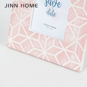 Jinn Home 4x6in Rustic Pink Painted Wood Photo Frame Line Sculpture