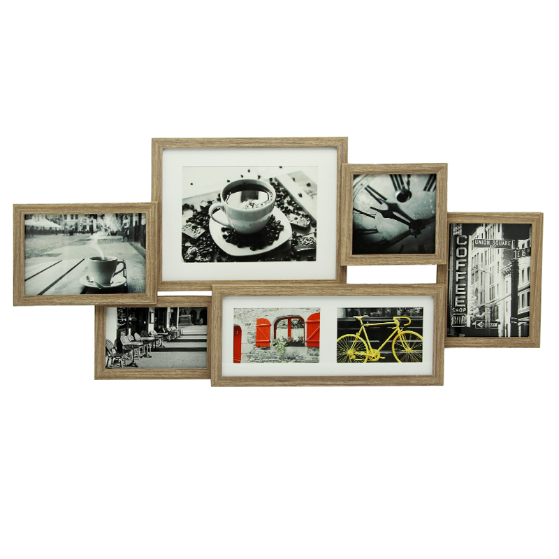 Marc de collage de paret de 7 obertures: imatge destacada d'estil rústic modern