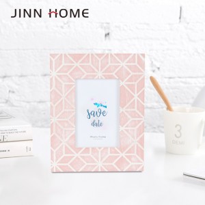 Jinn Home 4x6 pol. Rústico rosa pintado em moldura de madeira para fotos escultura em linha