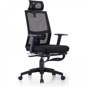 Nova cadeira de oficina negra moderna con respaldo alto executivo con reposapés