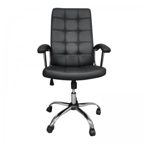 Moderne draaibare comfortabele ergonomische zwarte computer PU-bureaustoel met hoge rugleuning