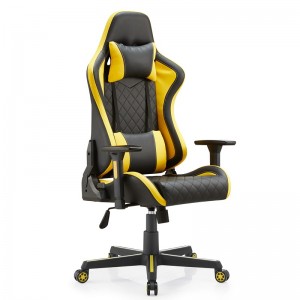 Promocyjne chińskie żółte krzesło do gier dla dorosłych Wyścigi dla graczy, ergonomiczne krzesło do gier z regulowanymi ramionami fabrycznie