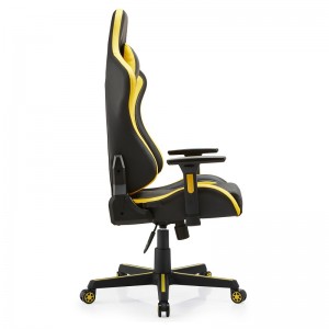 Cadeira promocional amarela para jogos para adultos na China Cadeira para jogadores de corrida, cadeira ergonômica para jogos com braços ajustáveis ​​Fábrica