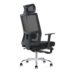 Chaise de bureau exécutive ergonomique en maille noire avec repose-pieds