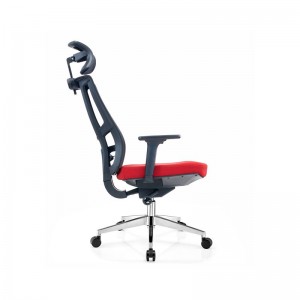 2023 최신 디자인 조정 가능한 팔걸이 헤비 듀티 기능성 메커니즘 나일론 캐스터 이그제큐티브 컴퓨터 관리자 사무실 하이 백 블루 패브릭 의자