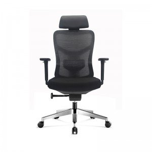 Chaise de bureau de direction ergonomique à appui-tête réglable avec support lombaire élastique en forme de « queue de baleine »