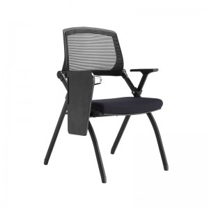 Cadeira de adestramento de oficina de malla negra máis cómoda e barata Cadeira de visitante Cadeira de reunión Cadeira plegable