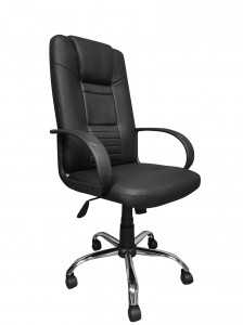 Cadira d'oficina Boss ajustable de pell negra amb rodes