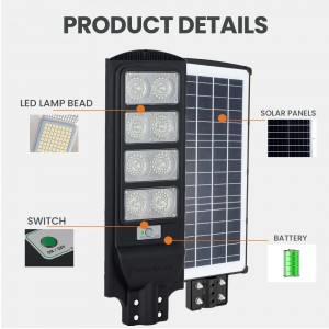120 W sončna ulična svetilka Zunanja II Dusk to Dawn Sensor Floodlight II 324 PCS LED IP65 Visoka svetlost 15000 mAh baterijska sončna ulična svetilka z daljinskim upravljalnikom