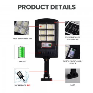 3 Mga Mode sa Outdoor Wireless Led Solar Street Light Dusk To Dawn Motion Sensor Security Street Lamp With Remote Control
