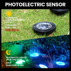 שמש אורות קרקע 8 LED שמש אורות גן עמיד למים חיצוני דיסק סולארי אורות עבור שביל חצר שביל פטיו דשא שביל