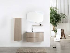 China wholesale Slim Bathroom Vanity Factory -
 Fashion Design LED Light Top Mirrored Bathroom Vanity Wall Mounted with Side Cabinet  – Kazhongao