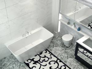 China wholesale Artificial Marble Bathtub Supplier -
 PMMA Modern Stone BathTub  Solid Surface back to wall Freestanding Bath tub Artifical marble bath – Kazhongao