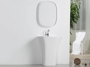 China wholesale Under Mounted Sink Manufacturers -
 White fashion bathroom Pedestal sink Resin free standing basin – Kazhongao