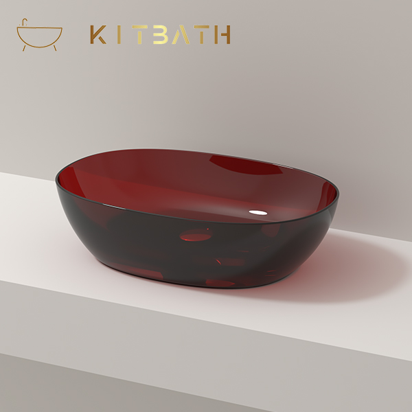 KBc-62 Oval Wash Basin Solid Surface Standing Basin Good Quality Counter Top Basin