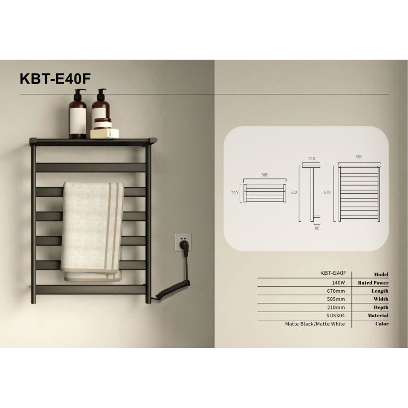 Reasonable price A Freestanding Sink Matt White -
 KBT-E40-3 High Quality SUS 304 Stainless Steel Round Tube With Shelf Heated towel rail – KITBATH