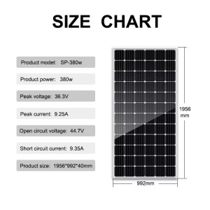 Panel solar de silicona policristalina de alta eficiencia de 380 W en stock
